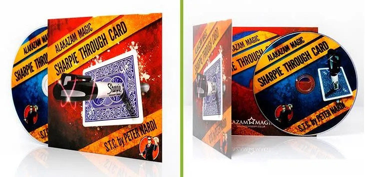 Sharpie Through Card(DVD+Gimmick)- Card Magic Trick,Accessories,Mentalism,Close-Up Magic,Fun,Illusion,Magia Toys Joke