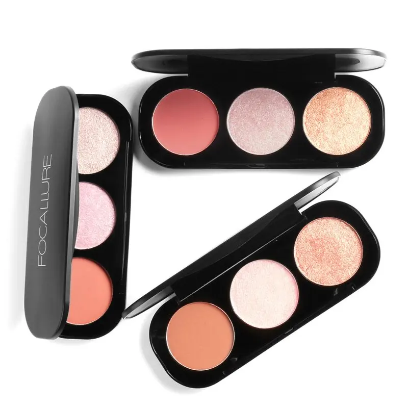 FOCALLURE 3 Colors Blush&Highlighter Face Matte Highlighter Powder