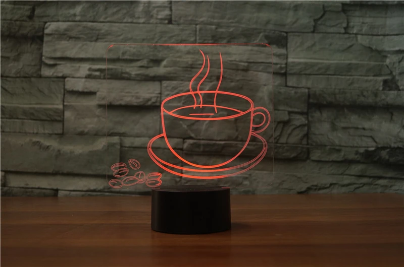 3D ночник чашку кофе, чай Стиль Luminaria модная лампа для Кофейня Ресторан украшение для столовой лампада led