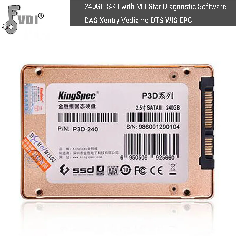 240GB SSD with MB Star Diagnostic Software DAS Xentry Vediamo DTS WIS EPC