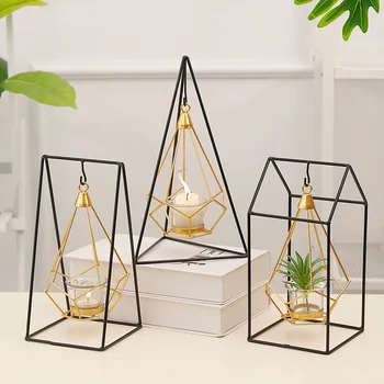 

Nordic Style Wrought Iron Geometric Candle Holders Home Decoration Metal Crafts
