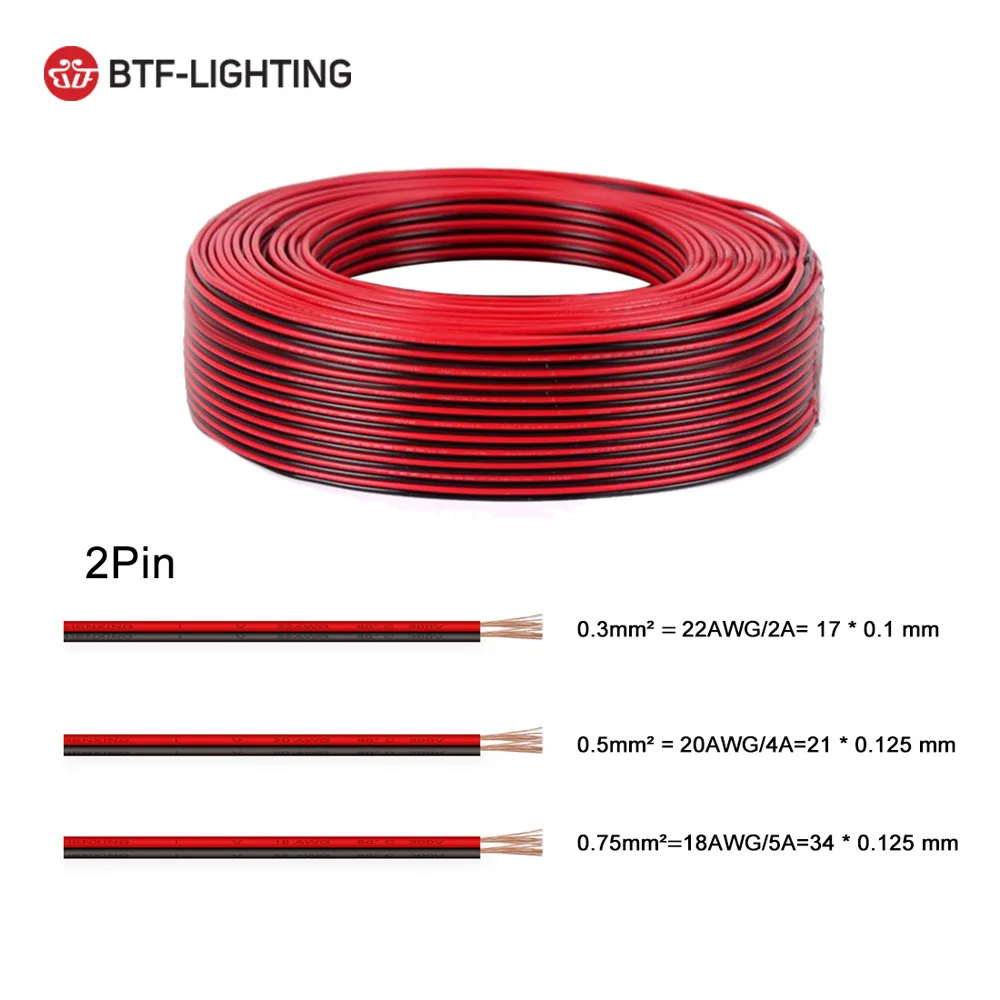 LED Connector Extension Wire Cable - 10m Length, Available in 2pin/3pin/4pin/5pin and 18AWG/20AWG/22AWG Options image 2