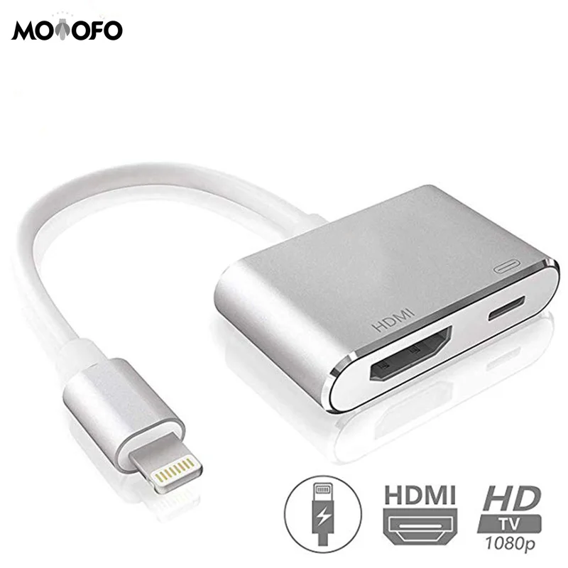 

Digital HDMI Adapter Converter 2-in-1 Plug and Play Digital AV Connector Compatible with iPhone X, iPhone 8/7 / Plus iPad iPod