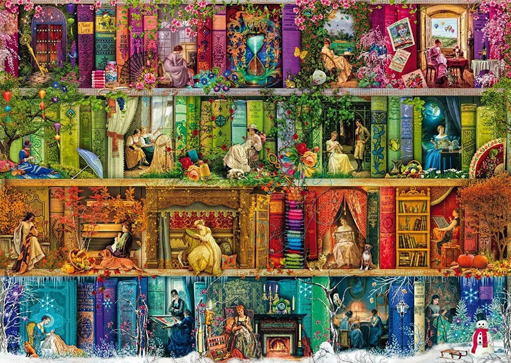 

Four season shelf Exquisite Handmade Needlework Embroidery DIY DMC Cross Stitch Kits Crafts 14CT Unprinted Home Decor wall Arts
