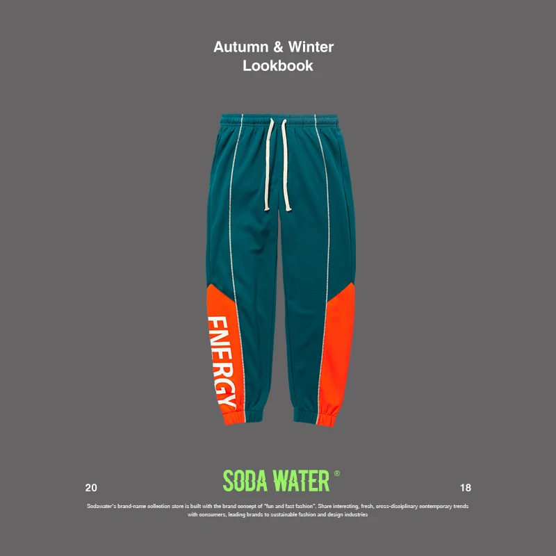 SODA/Брендовые мужские штаны в стиле хип-хоп, шаровары, мужские брюки, мужские штаны с буквенным принтом, спортивные штаны 8827W - Цвет: blue-green
