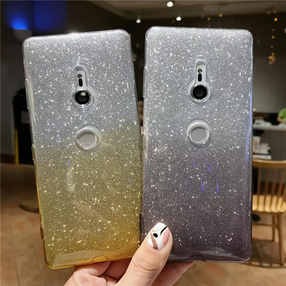 Блестящий чехол для sony XZ3 XZ XZ1 XZ2 XZ4 Compact Z5 Радужный прозрачный силиконовый мягкий