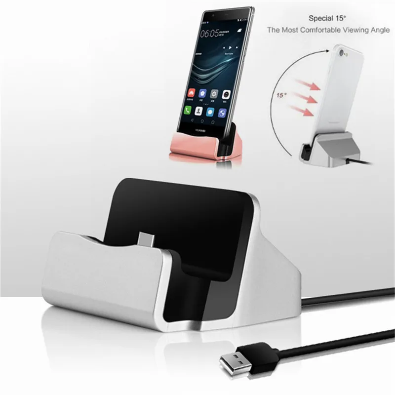 

Phone Stand For iPhone Dock Station Sync Data Fast Charging Desktop Cradle Stand Docking Charger Android Micro USB Type C Charge