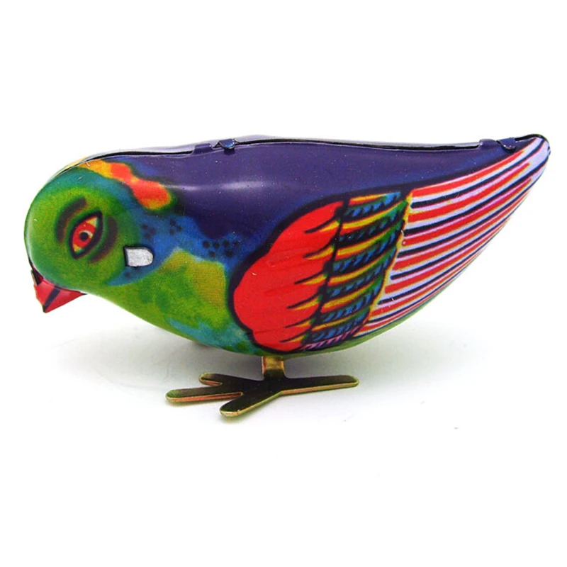 Wind Up Clockwork Pecking Song Bird Magpie Tin Toy Vintage Retro Gift 8×4×5cm