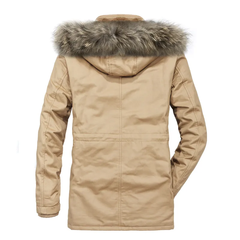 Covrlge, Зимняя Теплая мужская куртка, парка, толстый теплый меховой воротник, длинная хлопковая куртка, Мужская Удобная хлопковая парка с капюшоном, MWM058