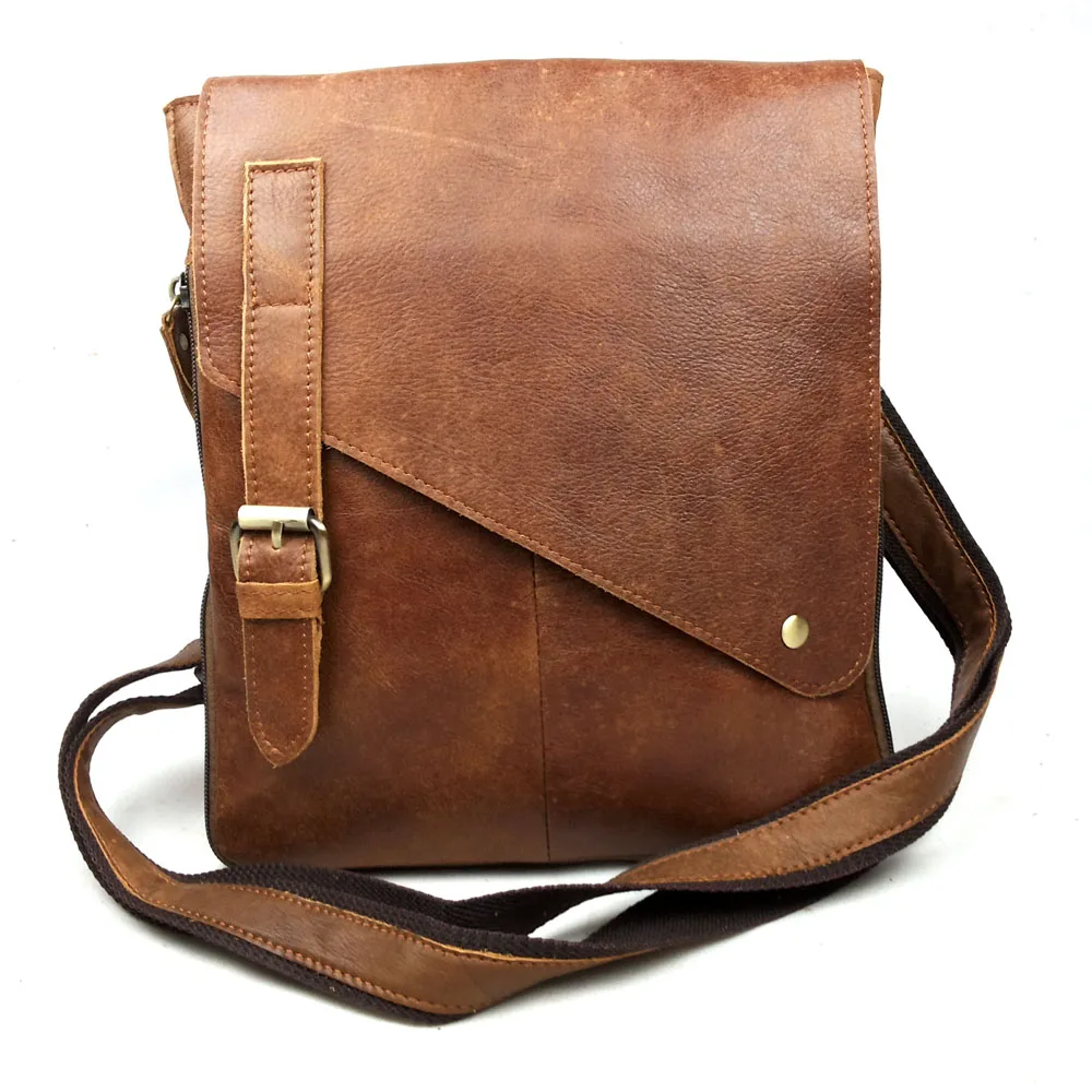 High Quality Vintage Nubuck Leather Crossbody Bag Men's IPAD Bag 100% ...