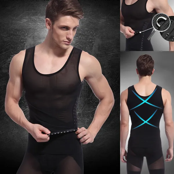 Men's Vest Tank Top Slimming Shirt Corset Body Shaper Fatty Waist