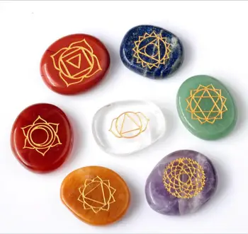 

KCONYD 5PCS Natural Crystal Semi-precious Crystal Agate Reiki Symbol Energy Stone Seven Chakra Healing