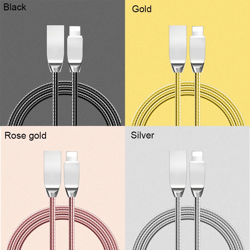 

Plating Metal Wire Cord Data Micro USB Charger Charge Cable for IPhone XS MAX XR 7 8 Plus IPad Origin Adapter Type-C for Huawei