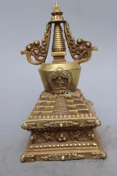 

Tibet Buddhism Brass Shakyamuni Tathagata Buddha Stupa Pagoda Tower Statue