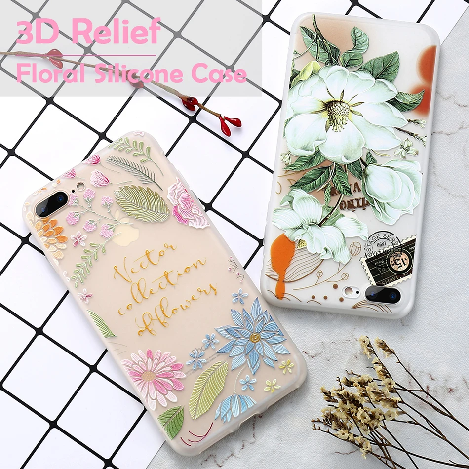 MR.YI 3D Relief Floral Silicone Case For iPhone 7 6 6S Plus Beautiful Flower Soft Clear Transparent Cover For iPhone 6 6S 7 Plus (1)