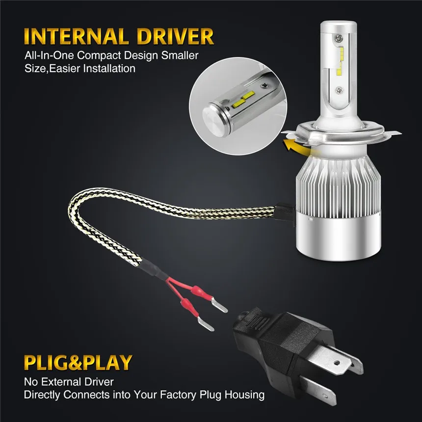 

New Car-stlyling  H4/H7/H11 7600LM LED Headlight Conversion Kit Car Beam Bulb Driving Lamp 6000K #5.9