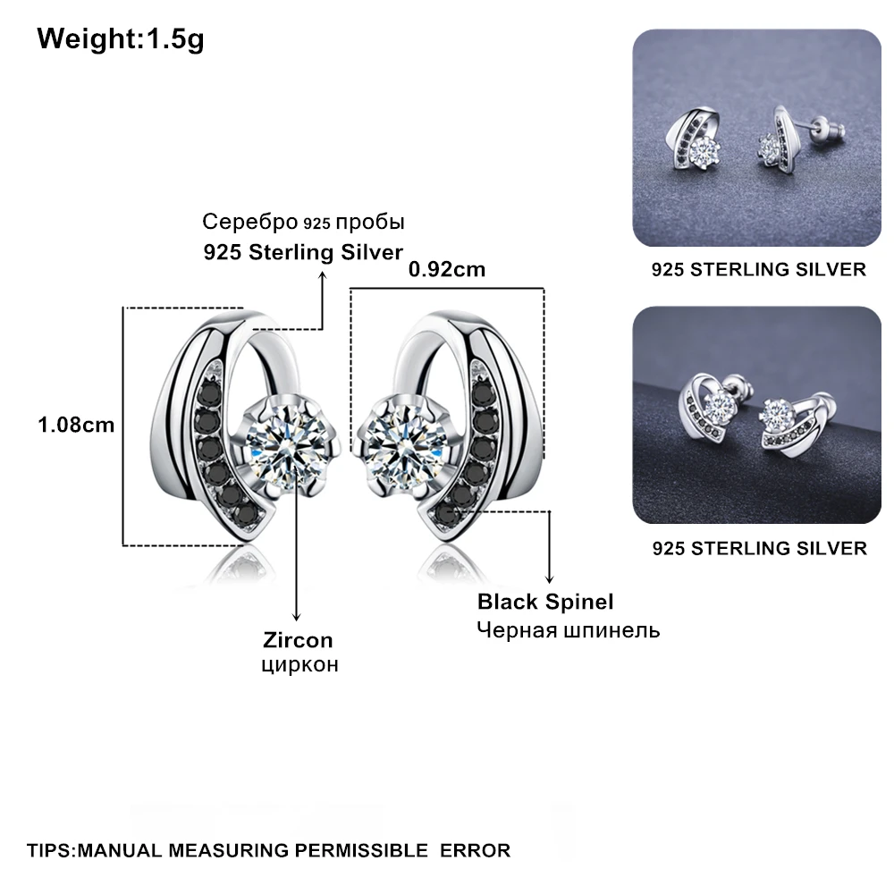 [BLACK AWN] свадебные серьги-гвоздики для женщин из натуральной 925 пробы серебряные ювелирные изделия черная шпинель камень Букле д 'ореиль Brincos T038