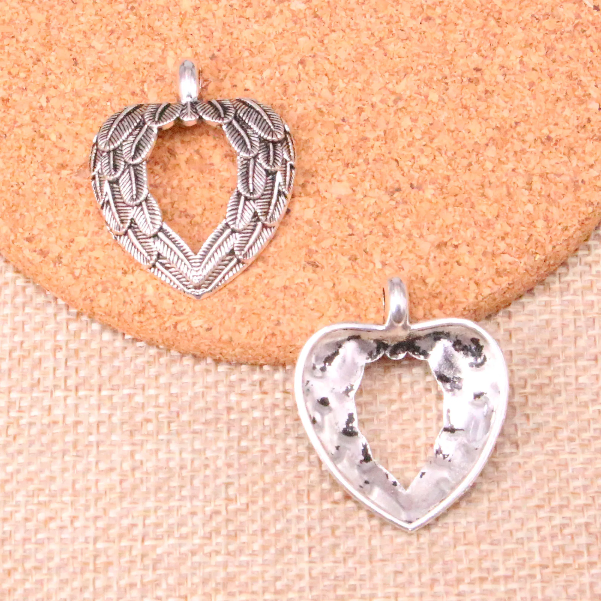 10pcs Tibetan Silver Plated heart angel wings Charms Pendants for