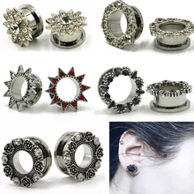 2 шт "Цветок лотоса" цветок розы "точечный драгоценный ушной винт подходит для телесного тоннеля 6 мм-16 мм штекер расширитель пирсинг ювелирные изделия