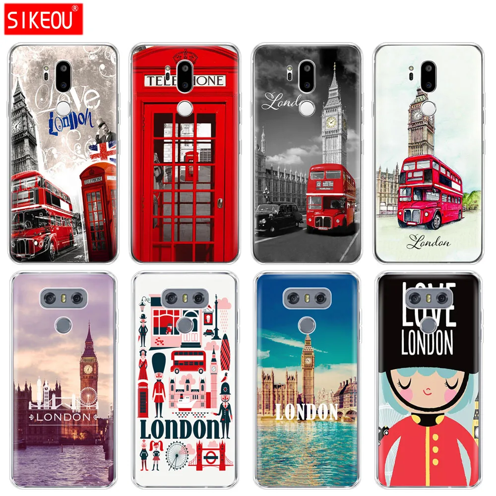 

silicone case phone cover for LG G7 Q8 Q6 G6 MINI G5 V30 V7 V9 k10 k8 X POWER 2 London big ben Bus