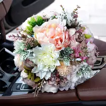 Румяна Свадебный букет пион букет лиловая пыльная роза Свадебные цветы Шелковый Свадебный букет S34
