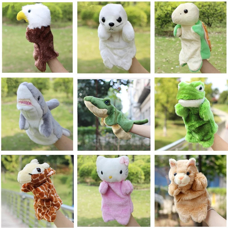 

Educational Toys Animal Plush Hand Puppet Cartoon Shark Frog Wolf Cat Duck Sea Turtle Eagle Owl Dolphin Plush Doll Baby Toys