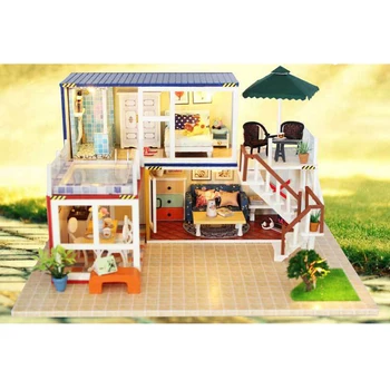 

Creative DollHouse Container Home Building Model Miniature With Furnitures 3D Wooden Doll House Gift YOUR NAME Toys 13842B #E