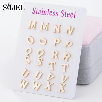 

SMJEL Small Initial X O Letter Earrings for Women A-Z Alphabet Stud Earing Jewelry Personal Wedding Earrings boucle d'oreille