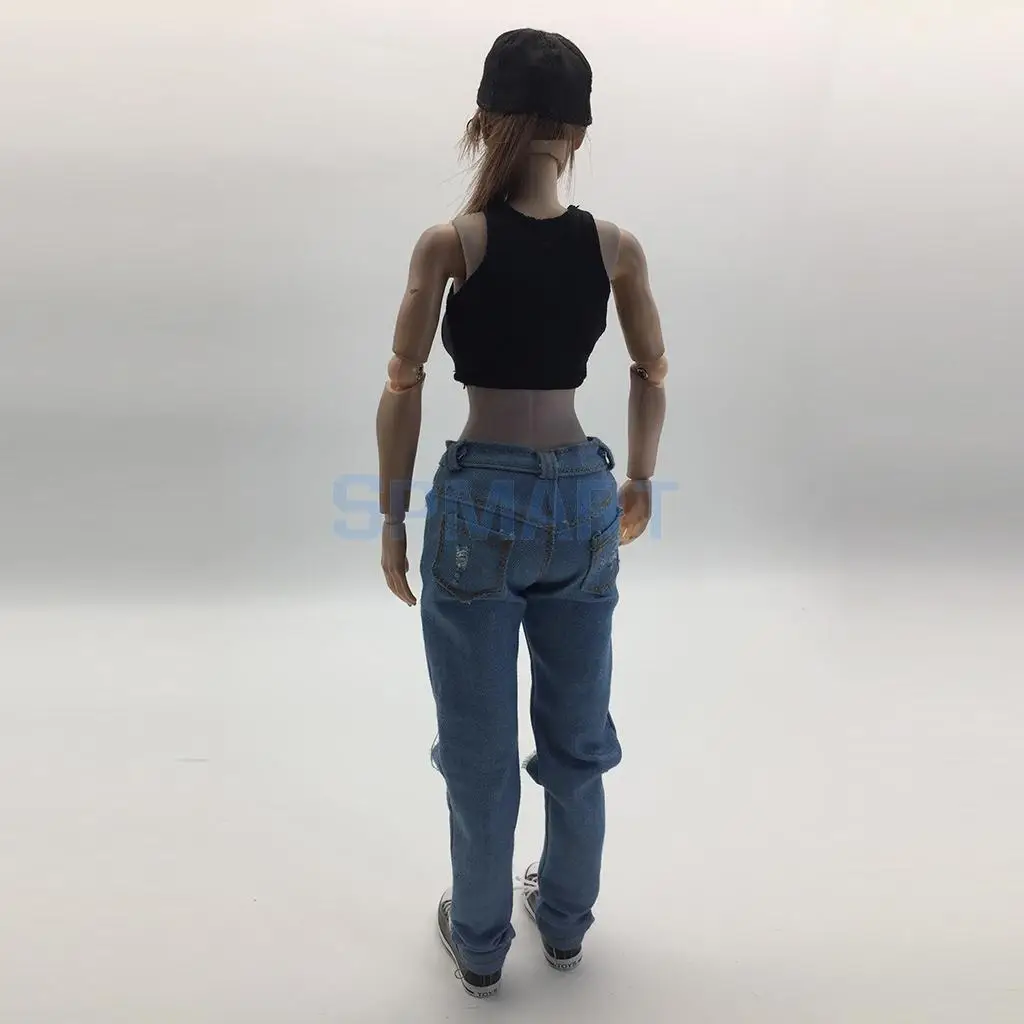 1/6 Scale Female Ripped Jeans Women Pants Clothes Set for 12'' Phicen Kumik Soldier Action Figures Collectible DIY Accessories