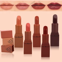 PNF Макияж матовая помада обнаженной увлажняющий крем гладкого губы палку Водонепроницаемый красная помада mate составляют набор косметический PN001