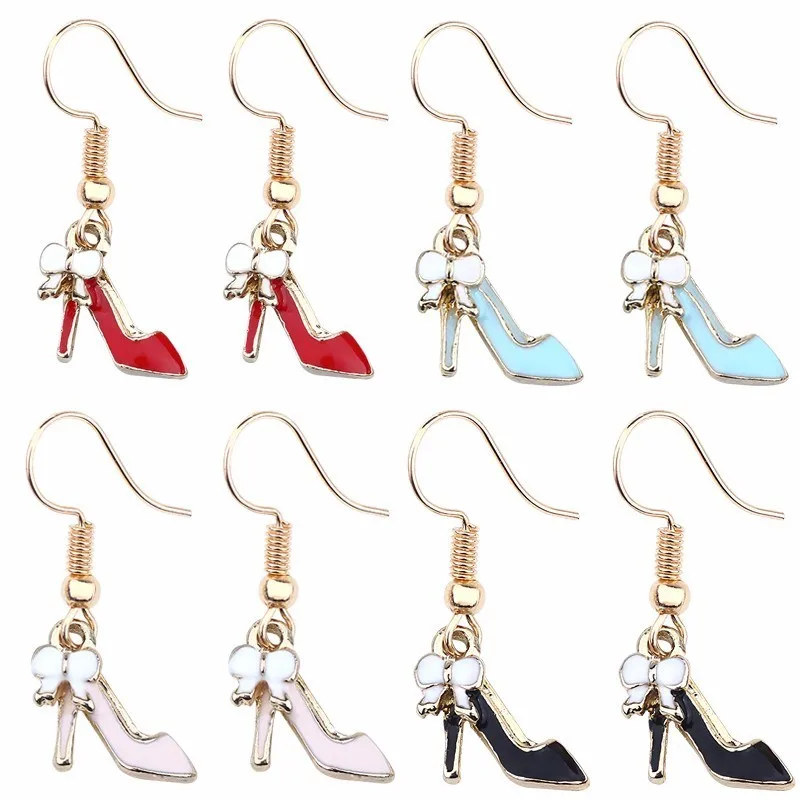 DIY Мультяшные Сережки для женщин Kawaii высокий каблук Earing парные красочные стразы