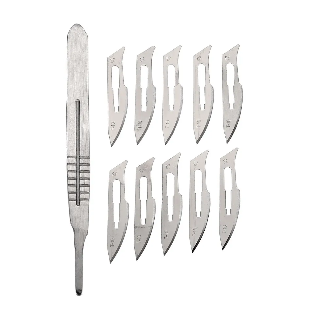 Серебряный инструмент из нержавеющей стали, нож для резьбы, медицинское оборудование, скальпель, практичная художественная наклейка на нож, лезвие, характеристика
