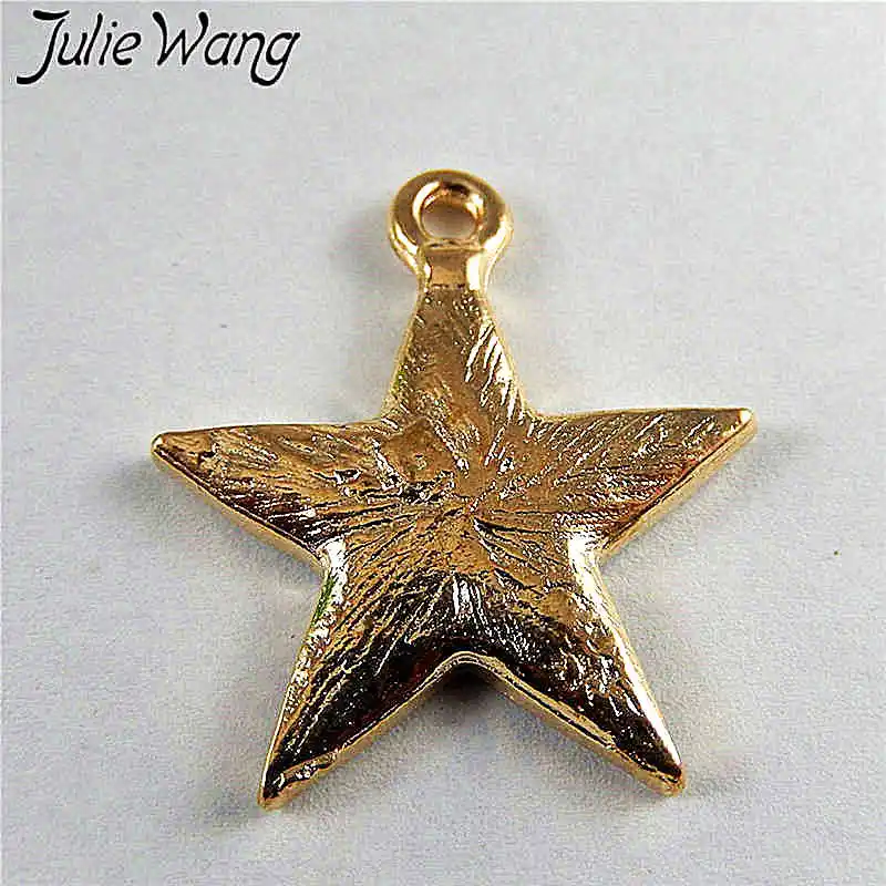 Julie Wang 6 шт. смешанные эмалевые белые черные звезды пентаграмма сплав золотой тон