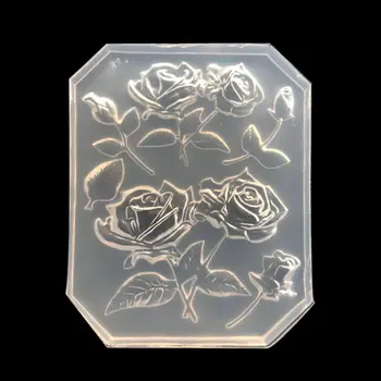 

ANGELADY 1PC New Mirror DIY Handmade UV Crystal Epoxy Mold With Leaf Big Rose Jewelry Pendant Accessories