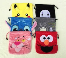 IVYYE 1PCS Stitch Totoro Cartoon Drawstring Bags Cute Plush storage handbags makeup bag Coin Bundle Pocket