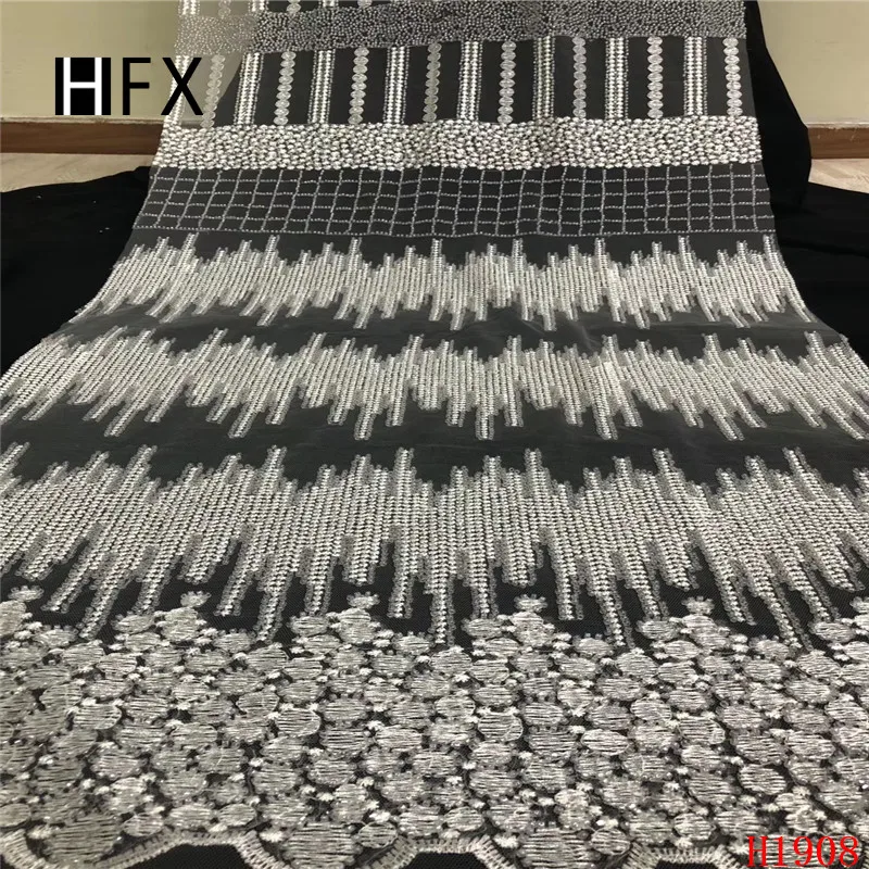 Французский кружевной тюль HFX африканская кружевная ткань с аппликациями