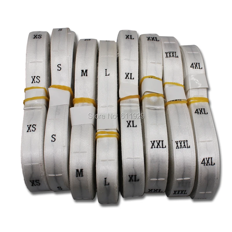

Free shipping white GARMENT SIZE EMBROIDERED LABEL ,satin woven size tag,garment customized label ,clothing size labels 500 pcs
