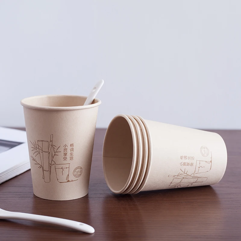 20 шт./упак. экологически бамбуковое волокно Бумага чашки офисные одноразовые Чай чашки Кофе чашка толстая для горячих напитков