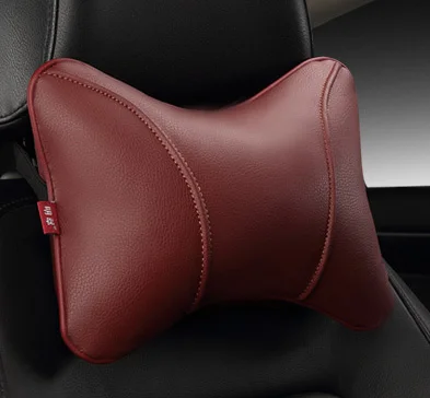 Абсолютно новая подушка для подголовника автомобиля из искусственной кожи универсальная Удобная подушка для шеи подходит для большинства автомобилей гарантия качества - Цвет: Красный