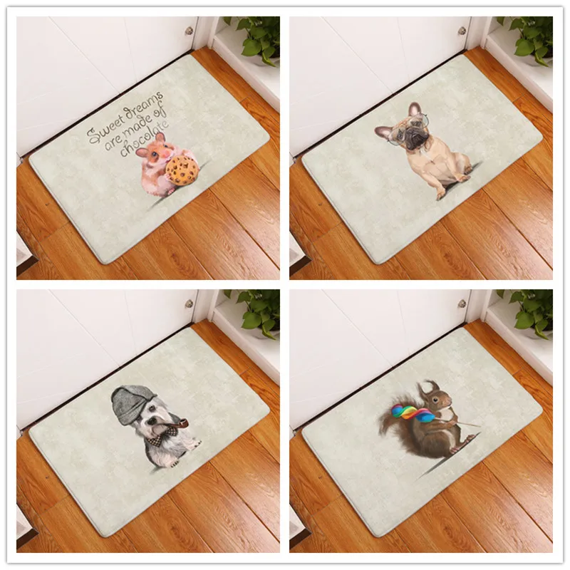 Waterproof Anti-Slip Door Mat Cute Cartoon Dog Hamster Carpets Bedroom Rugs Decorative Stair Mats Home Decor Crafts
