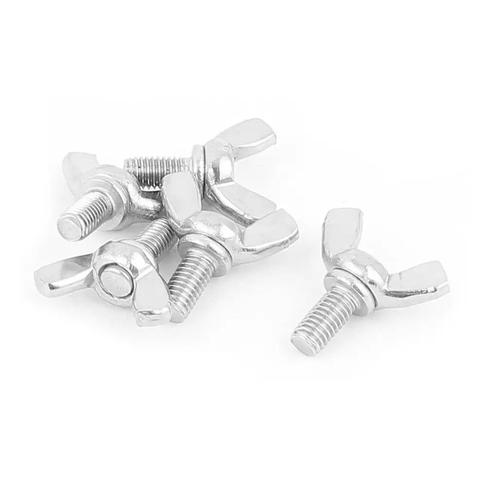 

M5 Thread 304 Stainless Steel Thumb Wing Hand Bolt Screws 5pcs