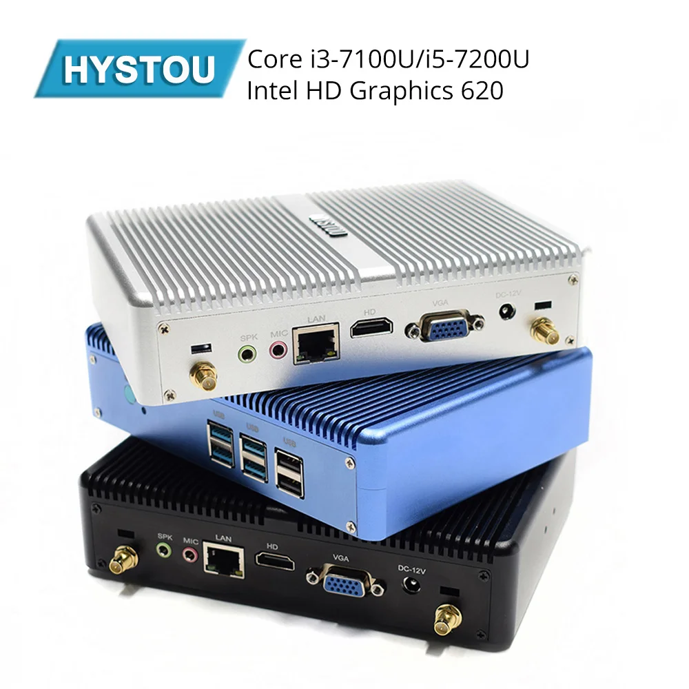 HYSTOU Core i5 7200U i7 4500U Mini PC Windows 10 HDMI VGA pantalla dual puerto MINI HTPC MINI computadora Linux i3 5505U 4 K TV box PC