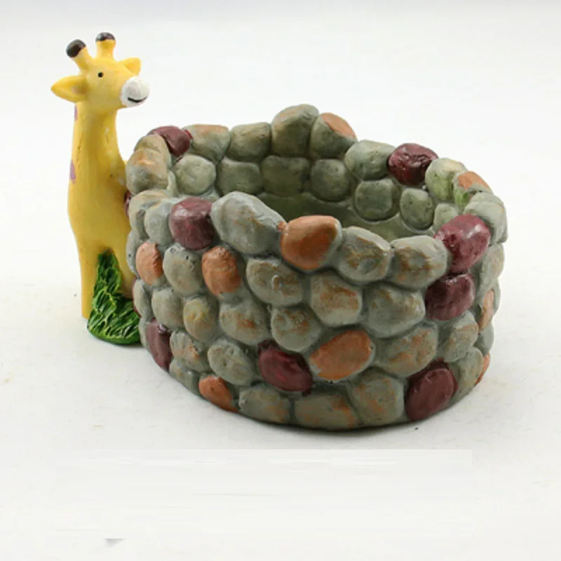 

Pastoral Resin Giraffe Cobblestone Flowerpot Decorative Figurine Meat Plant Pot Desk Ornaments Home Decoration Accessories Gifts