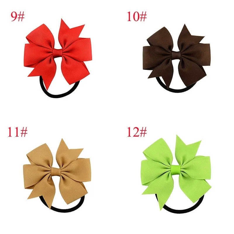 Sale Solid Ribbon Bows Hair rope Girls Bow Elastic kids Children Hair Tie Hair Band princess Hair Accessories