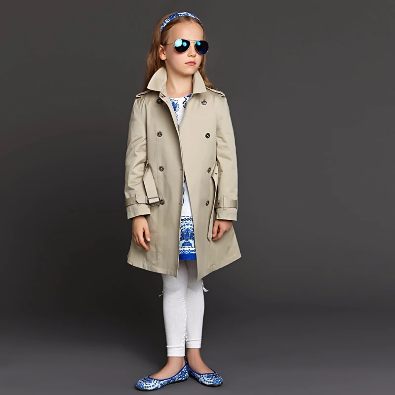 Детский тренчкот весенняя куртка ветровка для девочек длинная парка верхняя