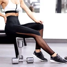 Женские спортивные Леггинсы с сеткой, штаны для фитнеса, корейские дышащие быстросохнущие Сексуальные Леггинсы для йоги и фитнеса, эластичные леггинсы для тренировок