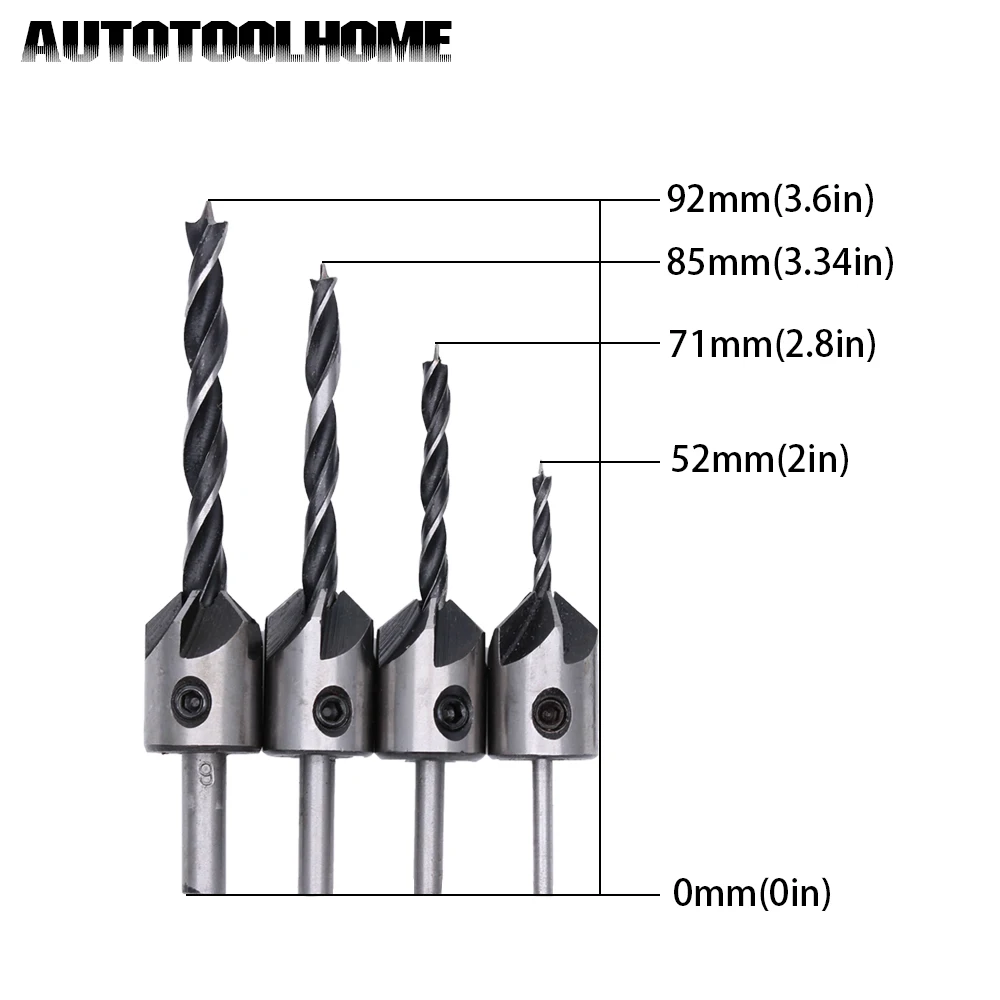 Набор сверл AUTOTOOLHOME 4 шт. набор для электроинструмента из высокопрочной стали с 5