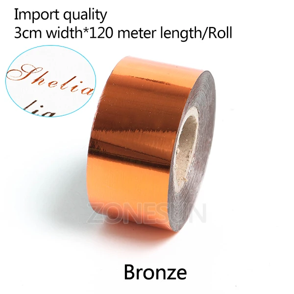 Bronze ZONESUN горячее тиснение фольги бумага прозрачный цвет 3 м/рулон подгонянный размер Diy Латунь плесень фольги - Цвет: Bronze