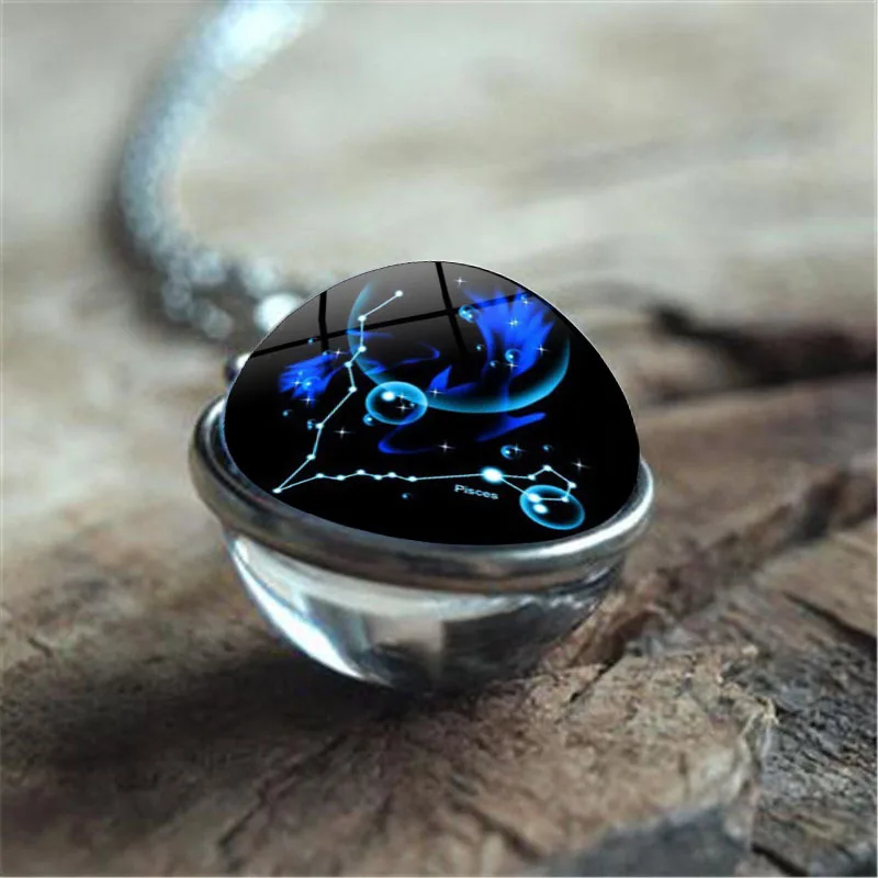 

2019 New Galaxy Nebula 12 Constellation Double Necklace Pendant Universe Planet Jewelry Glass Art Necklace Handmade Statement
