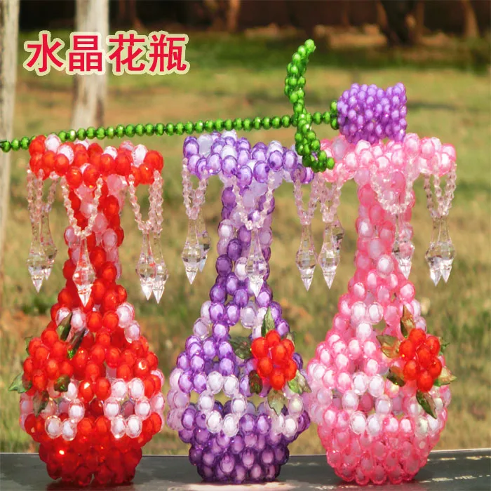 Crafts Arts Diy beads handmade woven pattern bottle home crystal crafts crystal bead knitted